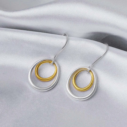 Pure Silver Earrings - Double Tint Scratch Circles - Tweov Jewels