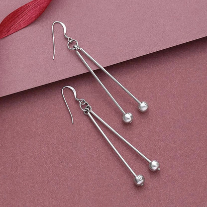 Pure Silver Earrings - Double Delight Long Drop Model - Tweov Jewels