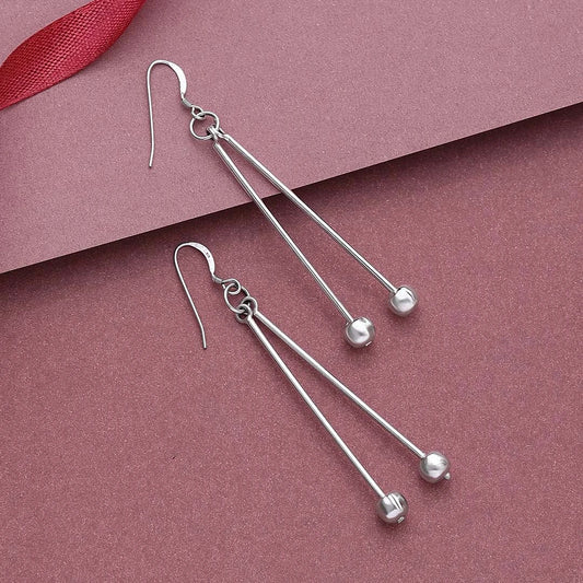 Pure Silver Earrings - Double Delight Long Drop Model - Tweov Jewels