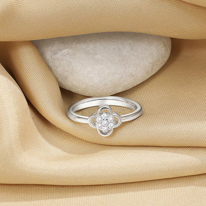 Minimal Silver Clover Flower Ring - Tweov Jewels