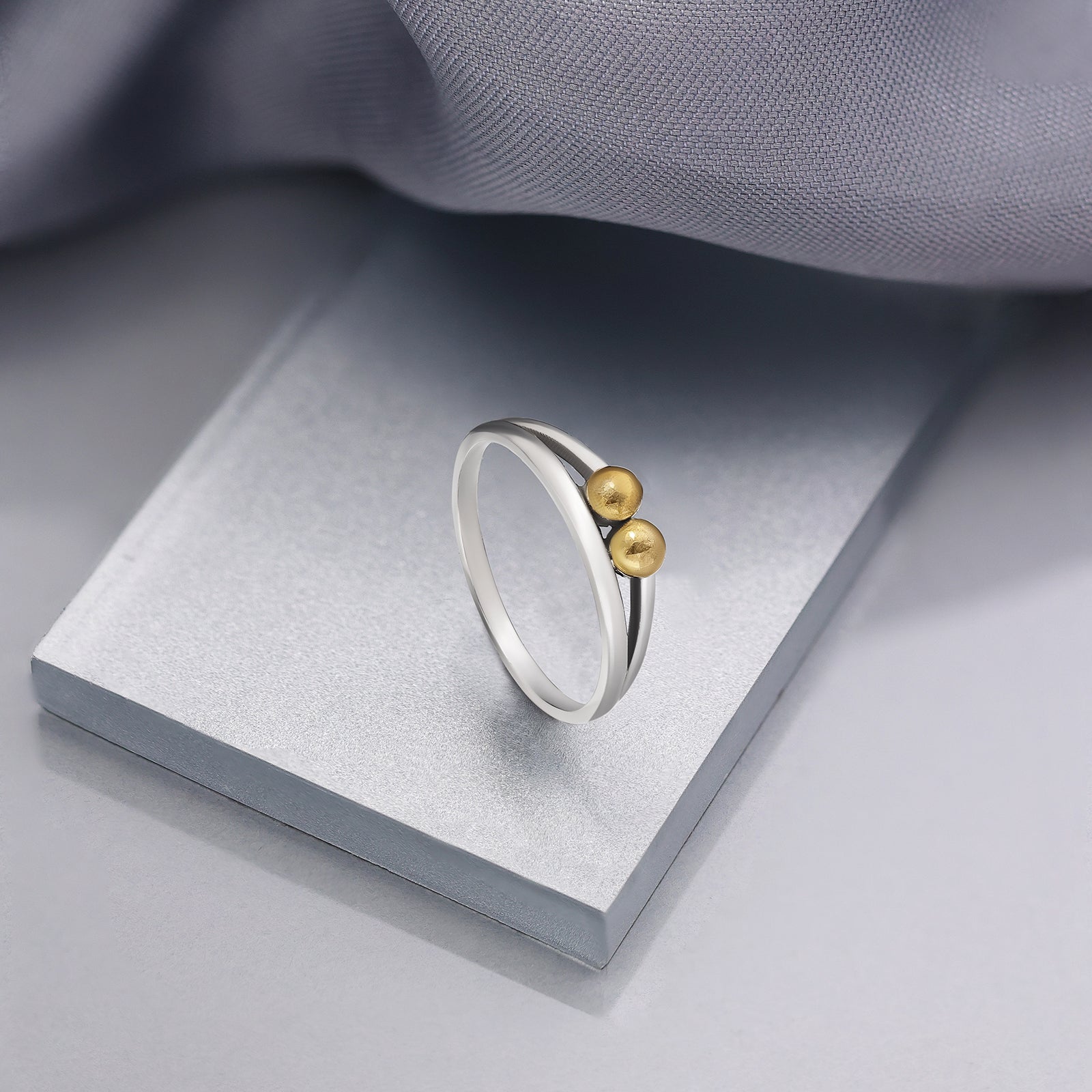 Gold Plated Silver Ball Ring