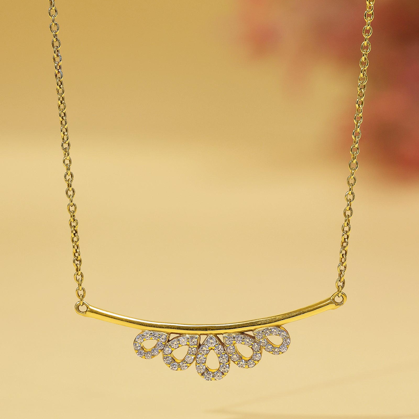 Gold Plated Open Crown Shape Silver Necklace - Tweov Jewels