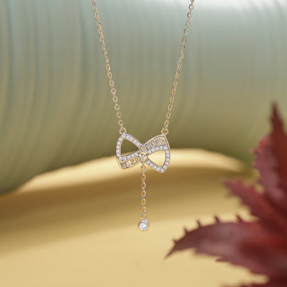 Elegant Bow Drop Necklace
