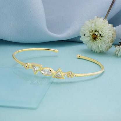 Gold Plated Multi-Cut Diamond Studded Silver Bracelet