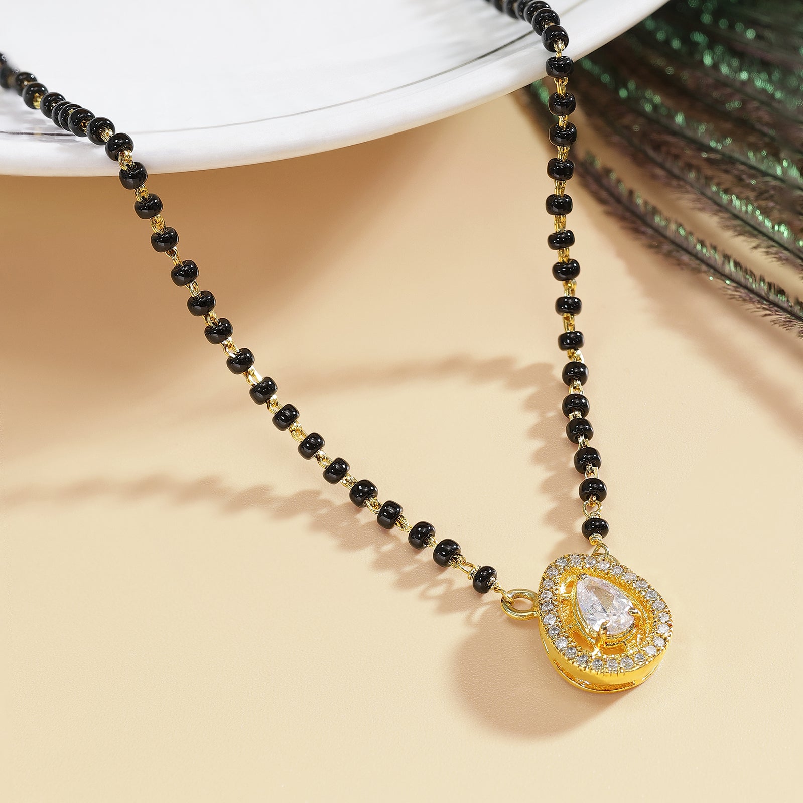 Gold Plated Drop Cut Silver Mangalsutra