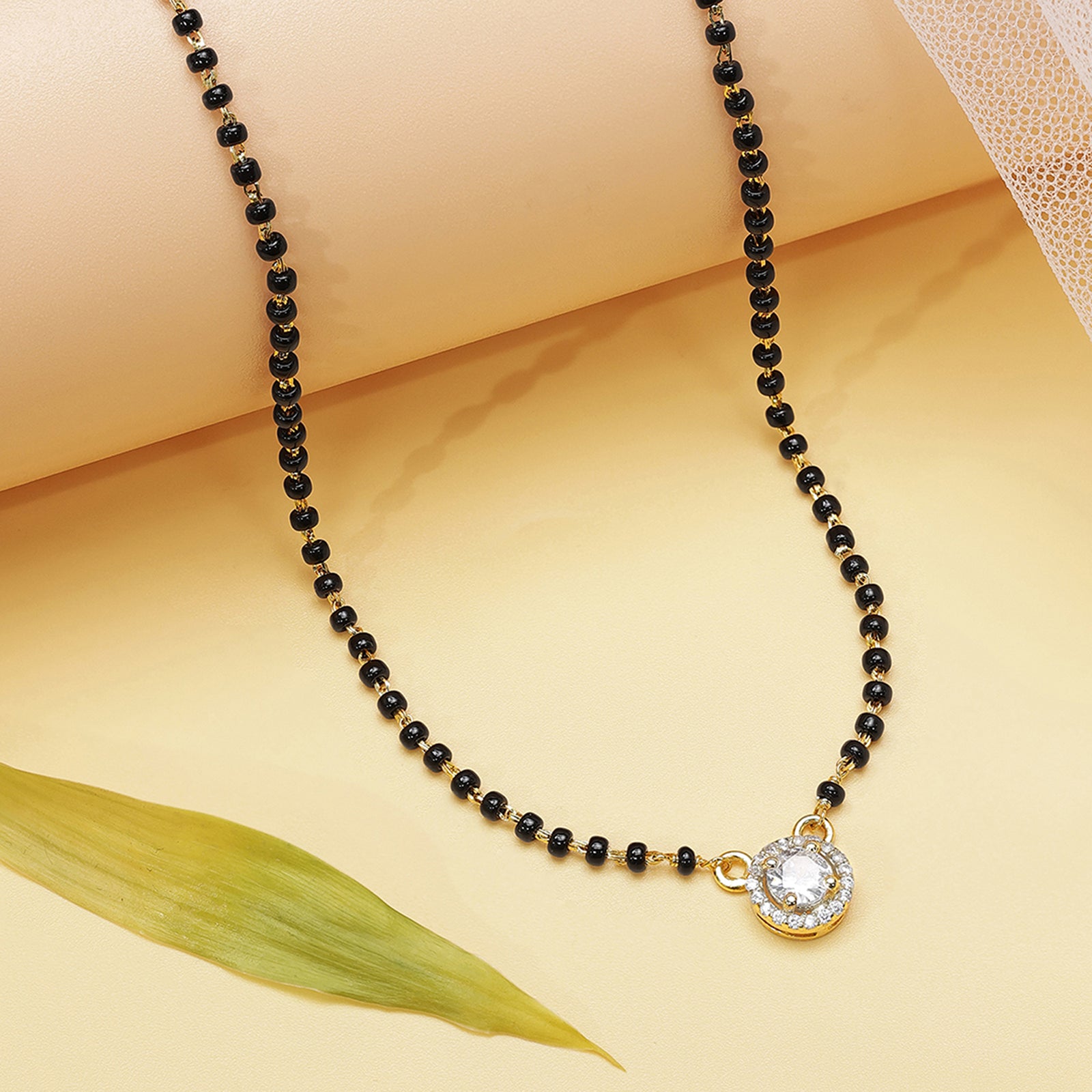 Silver Round Solitaire CZ Mangalsutra