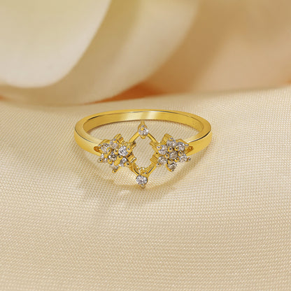 Gold Plated Silver Duo Flower Ring