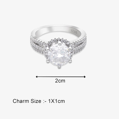 White Zircon Silver Ring for Women - Tweov Jewels