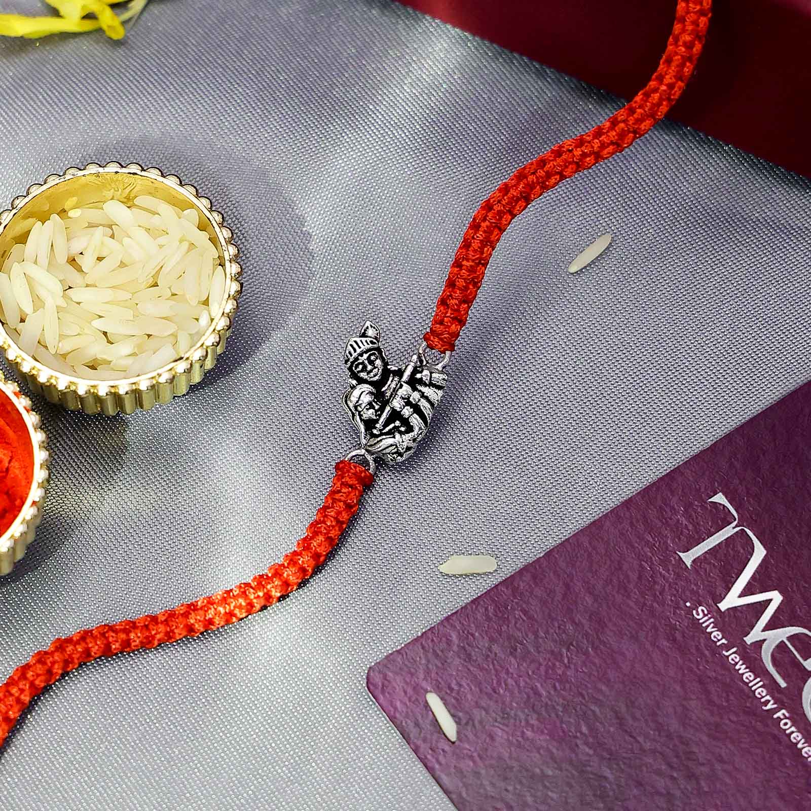 Original Silver Rakhi - Krishna Radha Eternal Love - Tweov Jewels