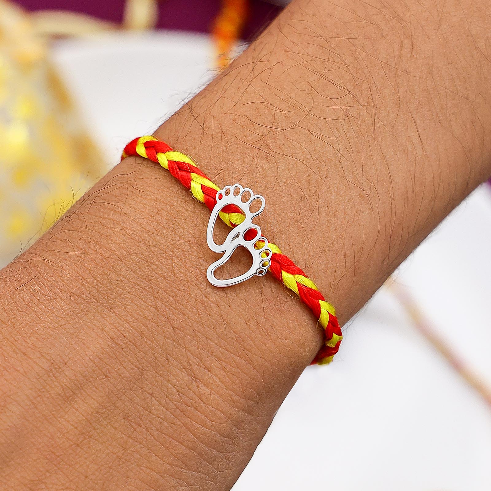 Baby Feet Silver Rakhi for Brother - Tweov Jewels