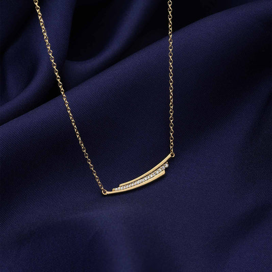 Pure Gold Plated Silver Necklace - Dazzling CZ layered Swing Design - Tweov Jewels