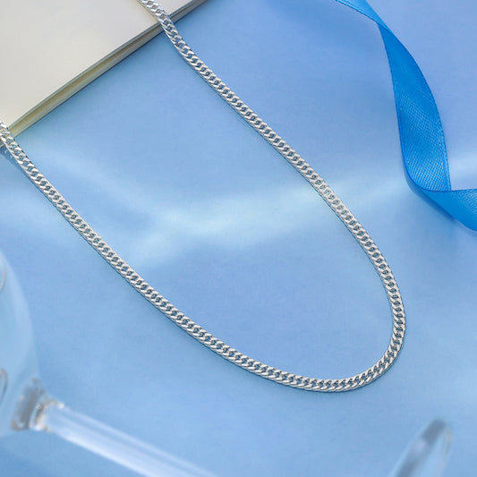 Pure 925 Sterling Silver Textured Cuban Link Chain Necklace for Men - Tweov Jewels