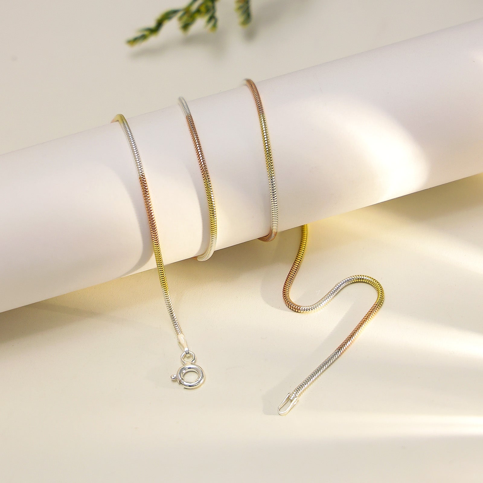 Pure Silver Chain - Triple-toned Shimmering Delight - Tweov Jewels