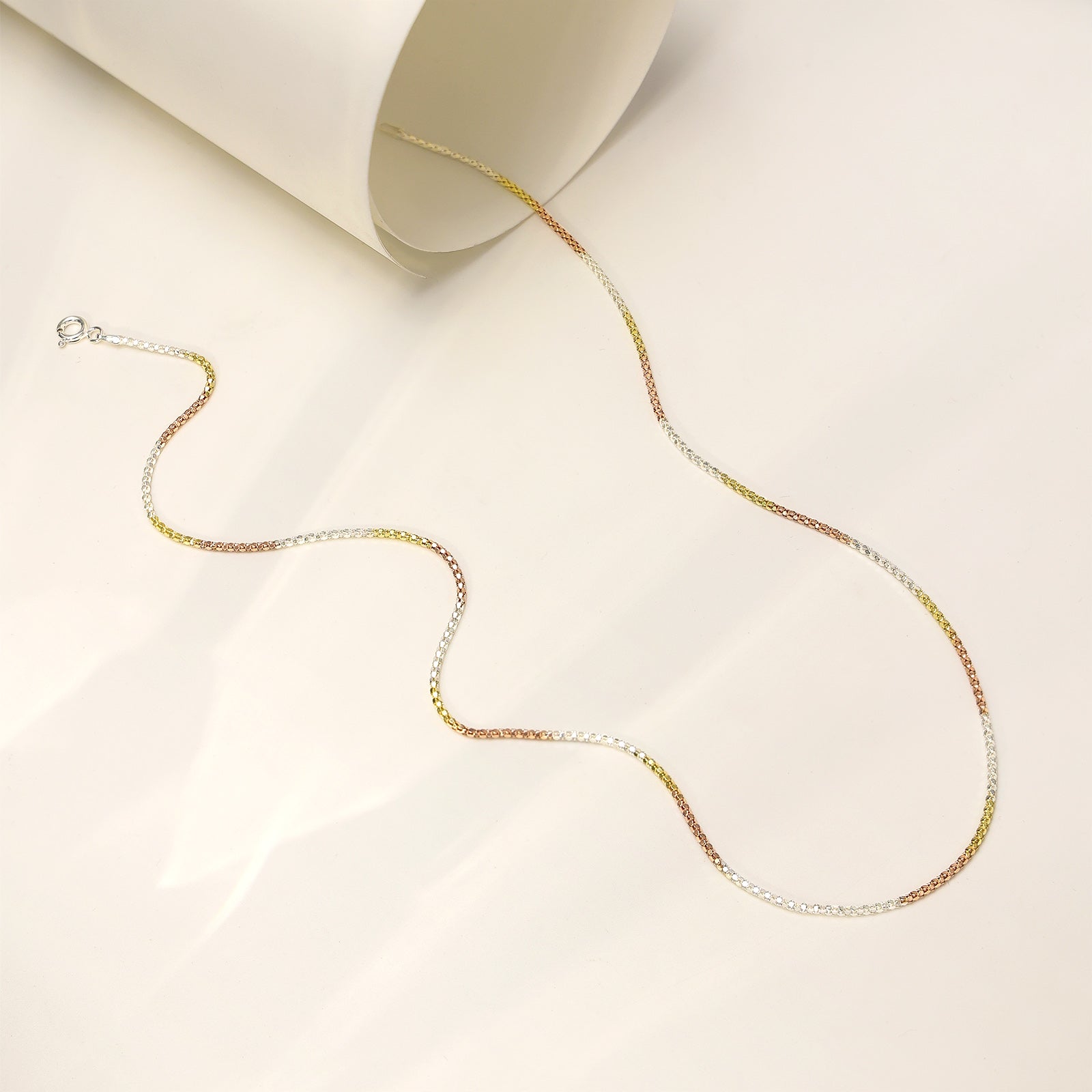 Pure Silver Chain - Tricolour Fusion in Beads - Tweov Jewels