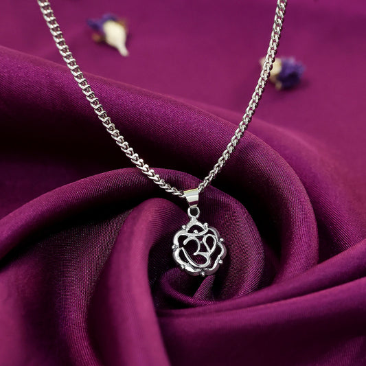 Graceful Om Locket in Silver with Pure Sterling Silver Chain - Tweov Jewels