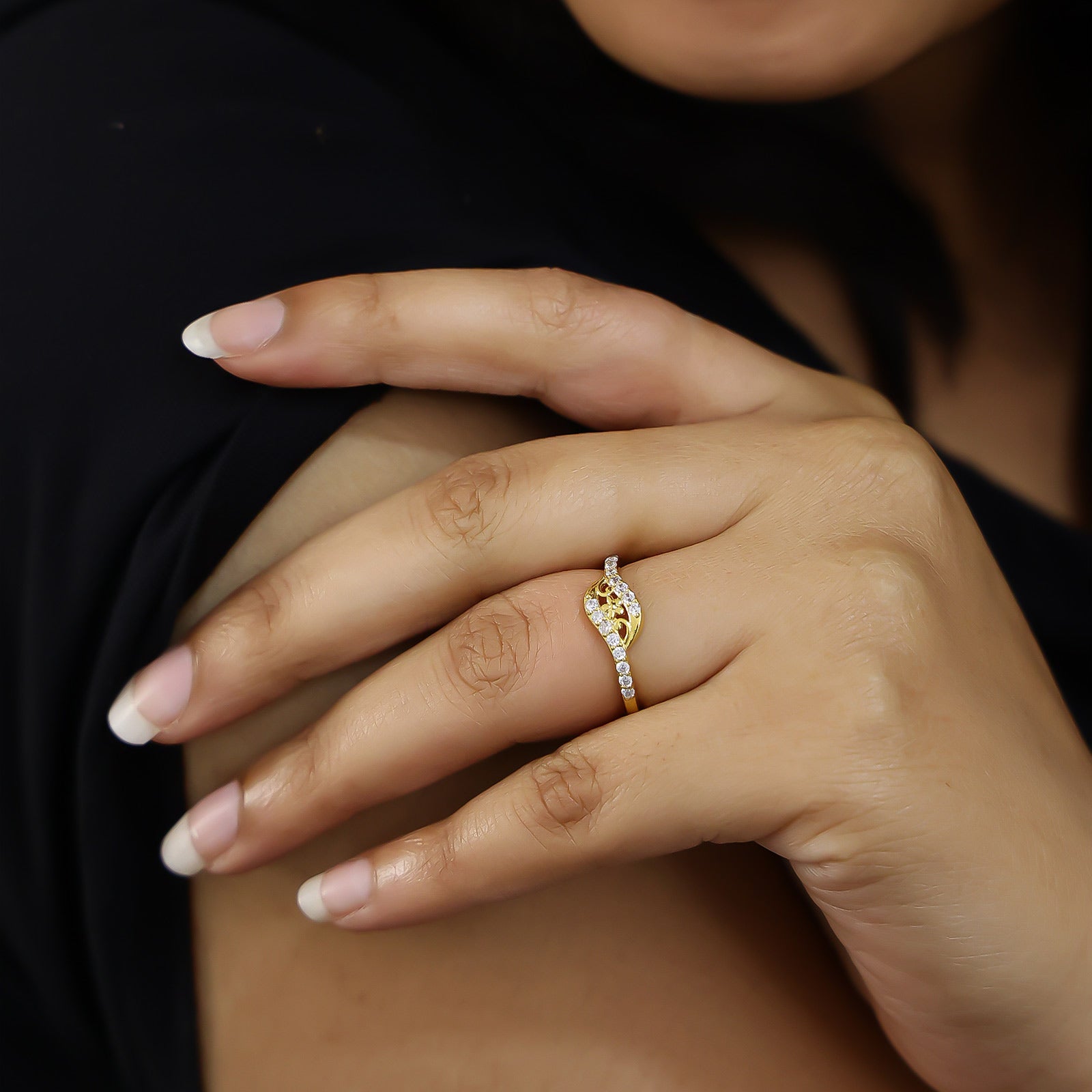 Pure Silver Ring - Blossom of Radiance in Gold Plating - Tweov Jewels