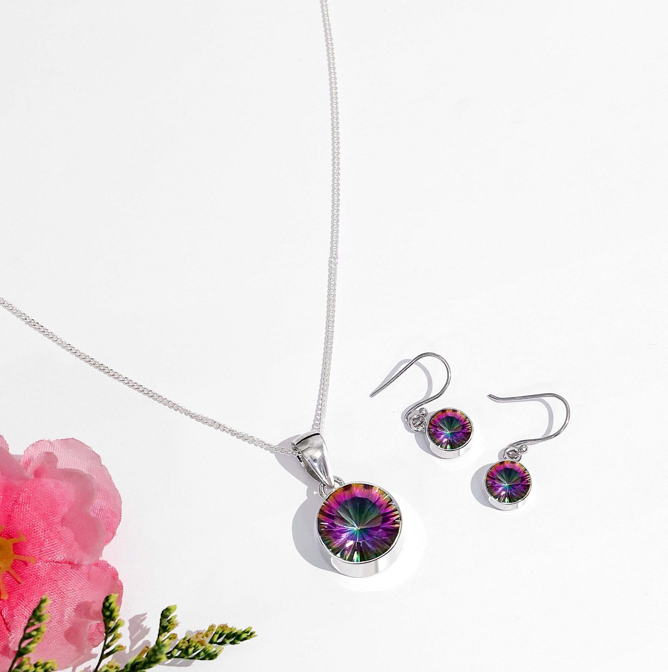 Pure Silver Pendant Set with Swarovski Crystal - Circle-Shaped Hoop Model - Tweov Jewels