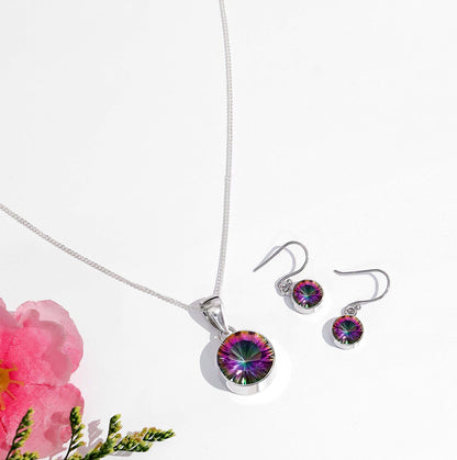 Pure Silver Pendant Set with Swarovski Crystal - Circle-Shaped Hoop Model - Tweov Jewels