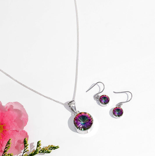 Pure Silver Pendant Set with Swarovski Crystal - Circle-Shaped Hoop Model - Tweov Jewels