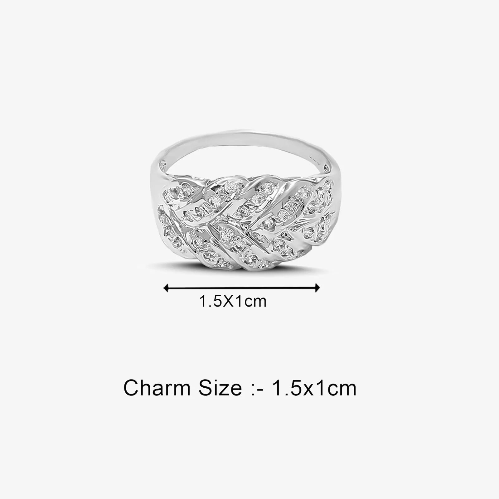 Cubic Zirconia Leaf Silver Ring - Tweov Jewels