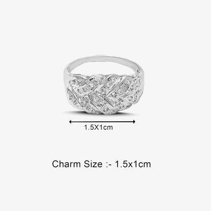 Cubic Zirconia Leaf Silver Ring - Tweov Jewels