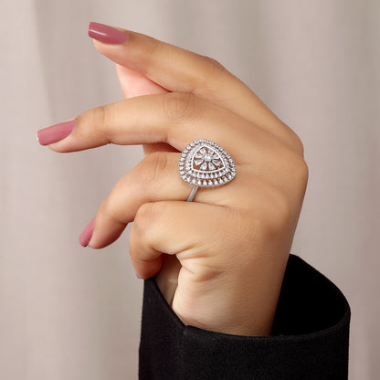 CZ Floral Shape Cluster Women's Silver Ring - Tweov Jewels