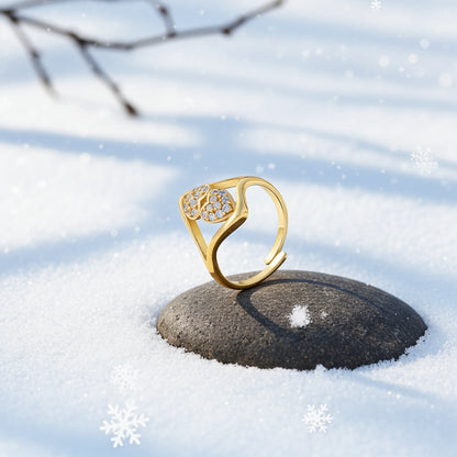 Classic Gold Plated Double Heart Silver Ring