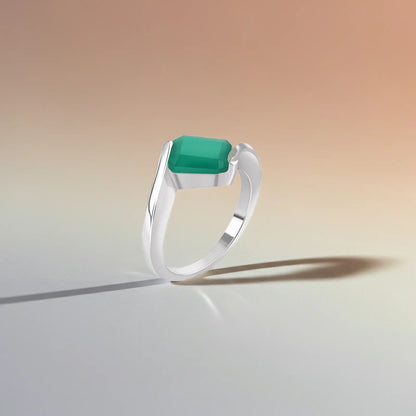 Silver Green Stone Ring