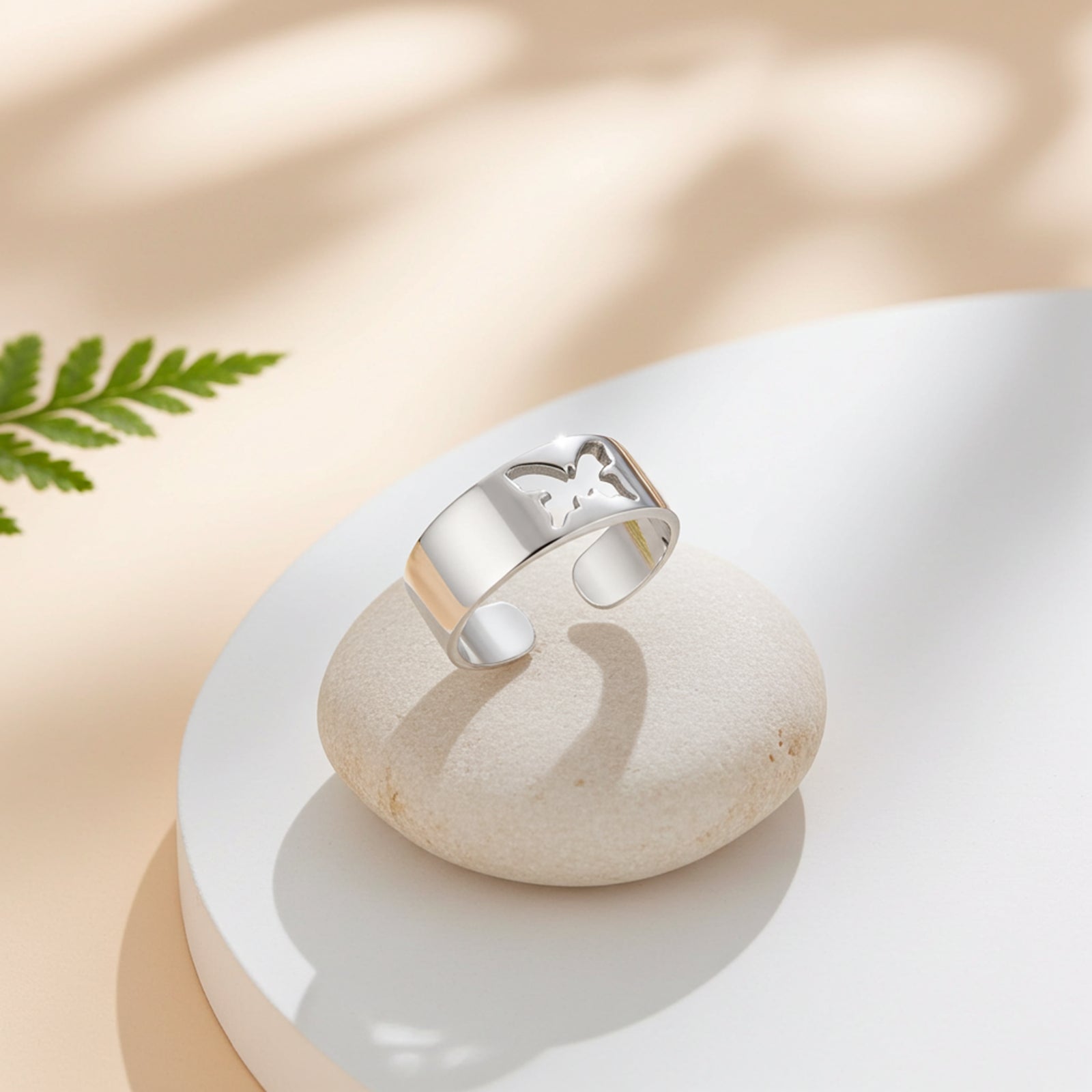 Silver Butterfly Band Ring