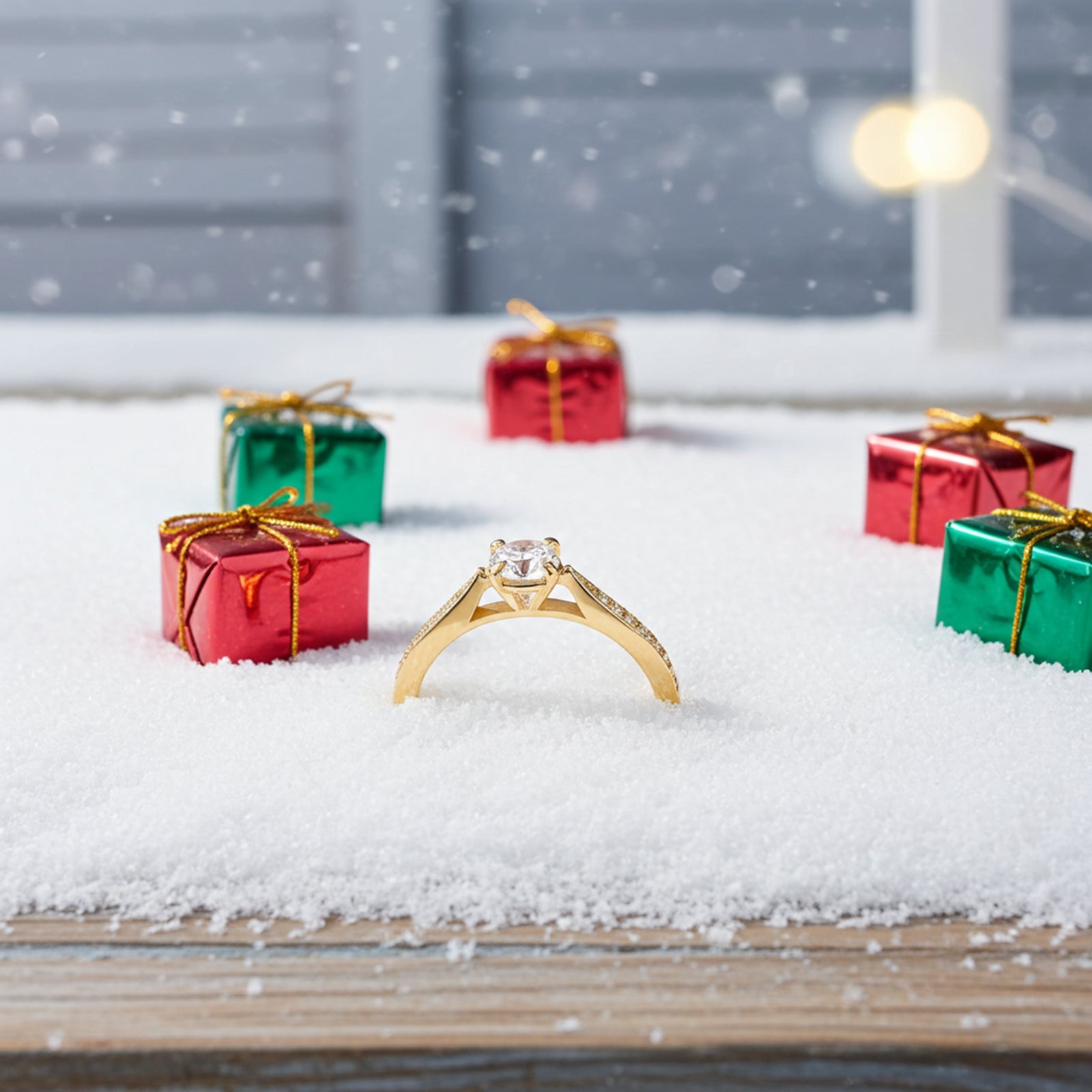 Gold Plated Round Solitaire Silver Ring