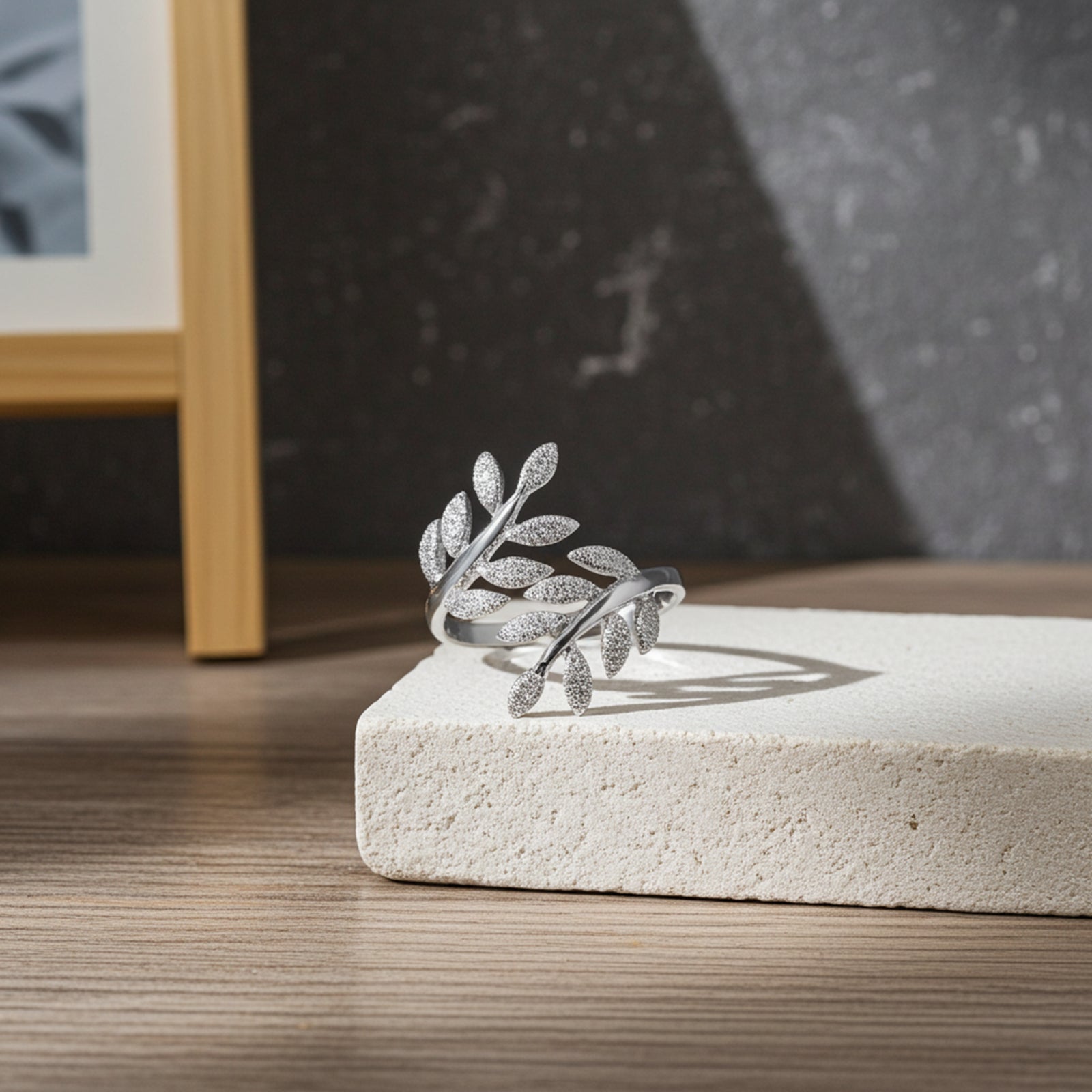 Silver Simple Leaf Branch Silver Ring