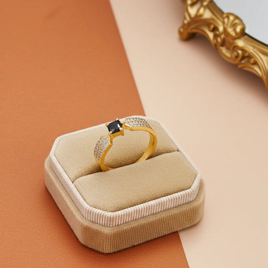 Black Princess Wing Ring For Women – Gold Plated 925 Sterling Silver