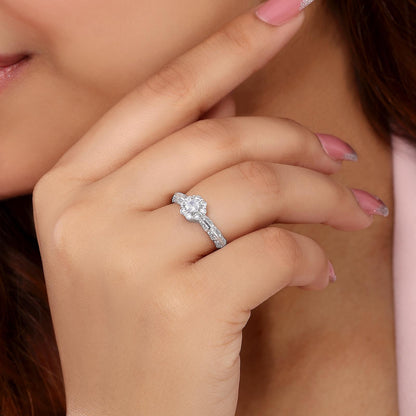 Floral CZ Ring for Women – 925 Sterling Silver Rhodium-Plated - Tweov Jewels