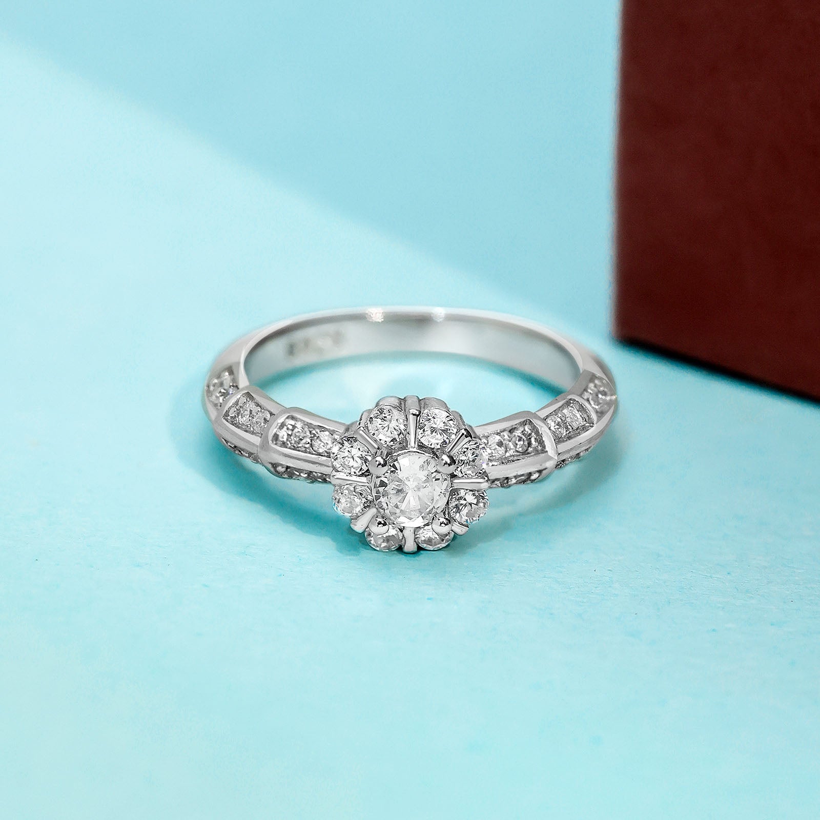 Floral CZ Ring for Women – 925 Sterling Silver Rhodium-Plated - Tweov Jewels
