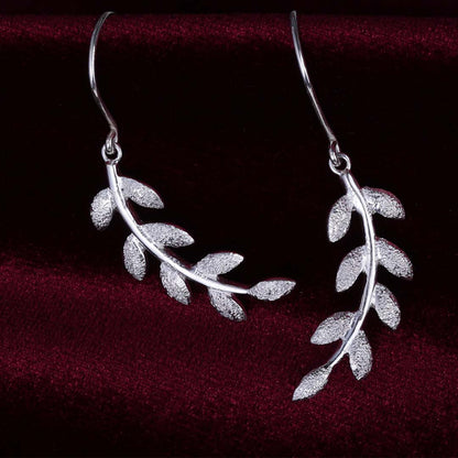 Leafy Silver Dangle Earrings