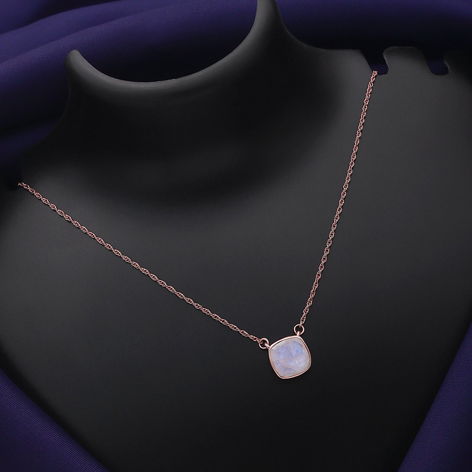 Pure Silver Necklace - Rosy White Quartz Pendant Necklace - Tweov Jewels