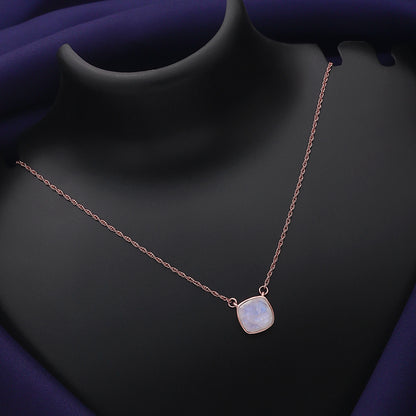 Pure Silver Necklace - Rosy White Quartz Pendant Necklace - Tweov Jewels