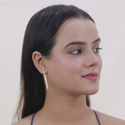 Long U Shaped Silver Dangle Earrings