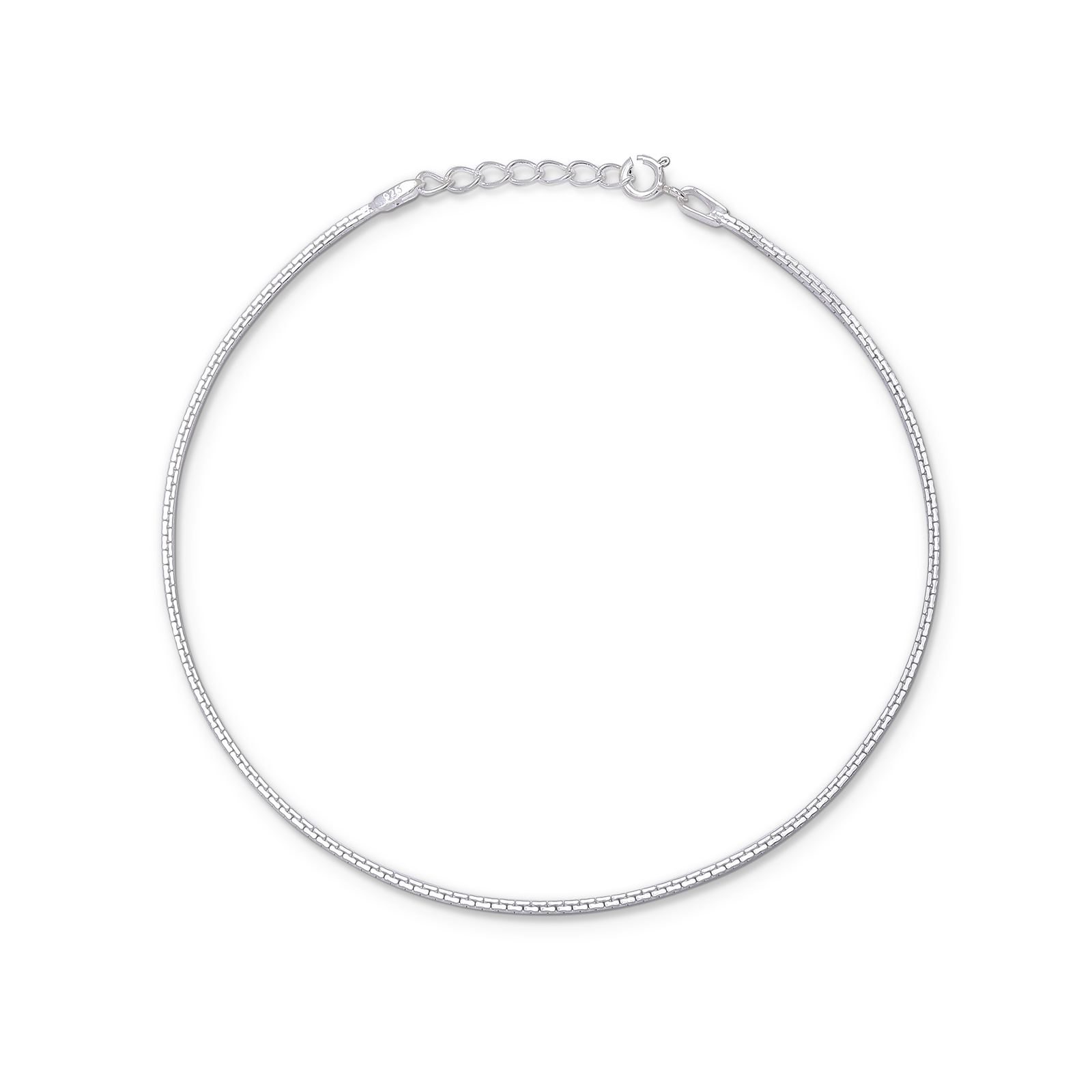 925 Sterling Silver Brick Chain Silver Anklet - Tweov Jewels