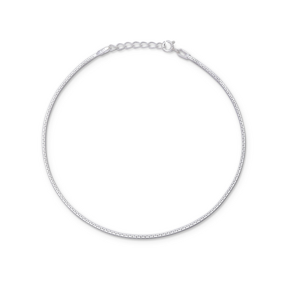 925 Sterling Silver Brick Chain Silver Anklet - Tweov Jewels
