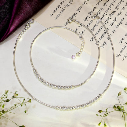 Minimalist Ball Beaded Silver Anklet - Tweov Jewels