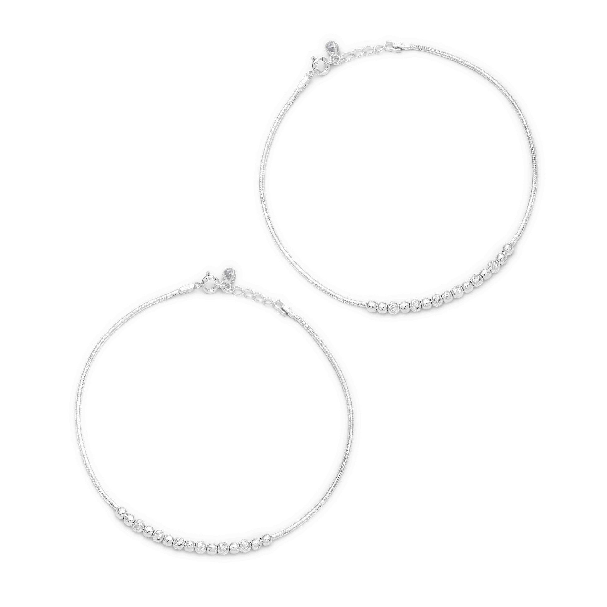 Minimalist Ball Beaded Silver Anklet - Tweov Jewels