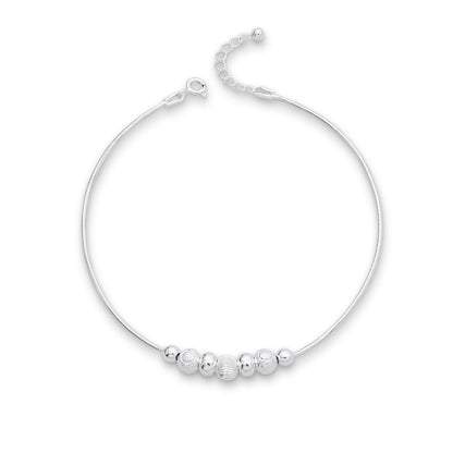 Pure 925 Silver Anklet - String of Shimmer Beads - Tweov Jewels