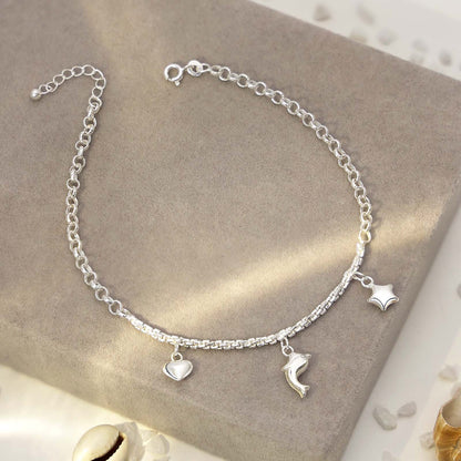 Pure 925 Silver Anklet - Treasure of Aquatic Symphony - Tweov Jewels