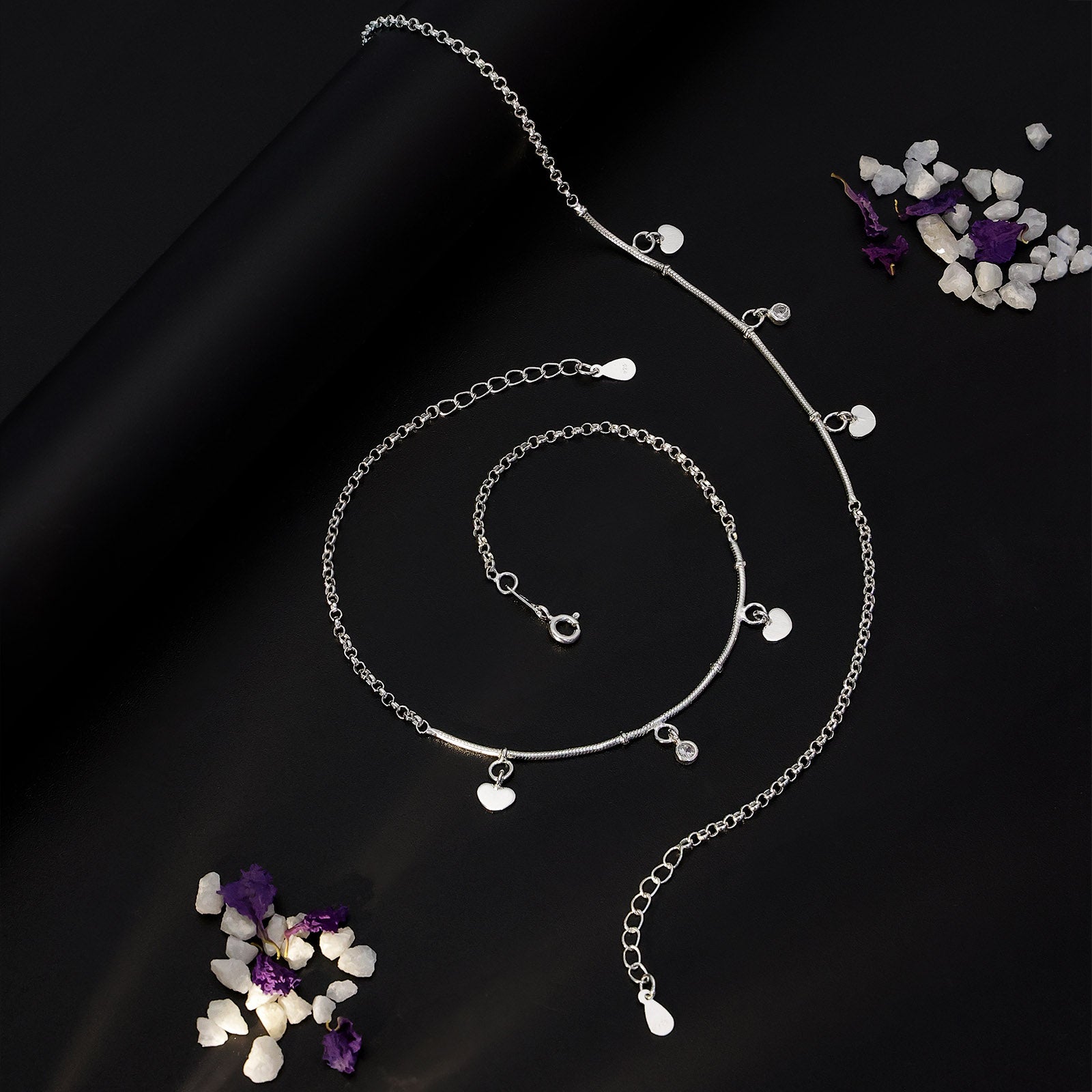 Pure 925 Silver Anklets - Heartstring Chain Model - Tweov Jewels