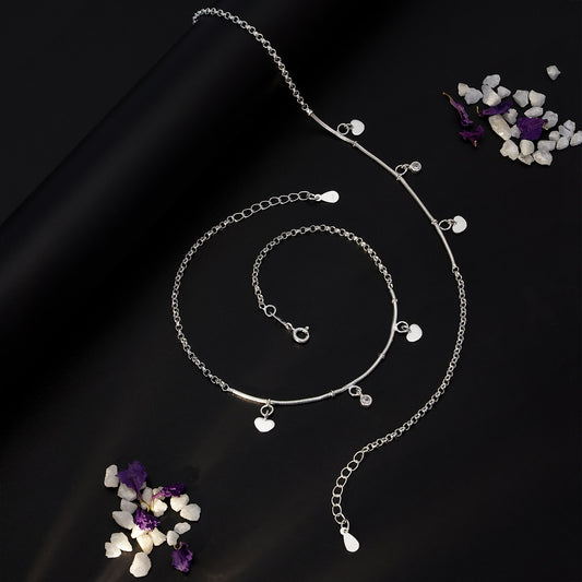 Pure 925 Silver Anklets - Heartstring Chain Model - Tweov Jewels
