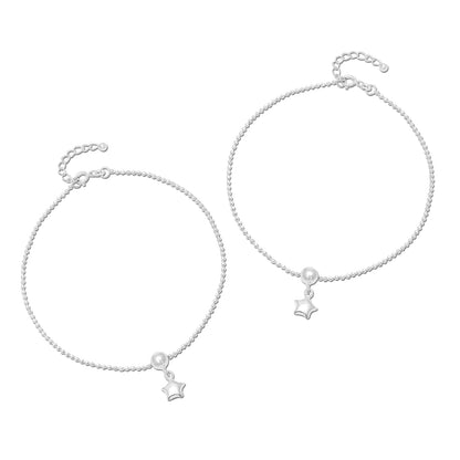 925 Sterling Silver Star Beauty Silver Anklet - Tweov Jewels