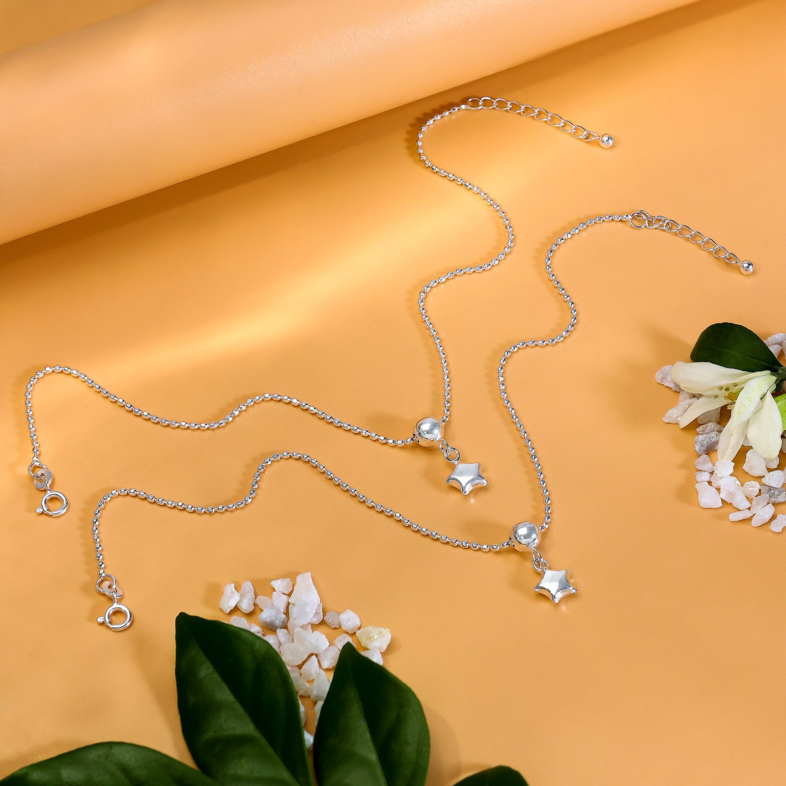 925 Sterling Silver Star Beauty Silver Anklet - Tweov Jewels
