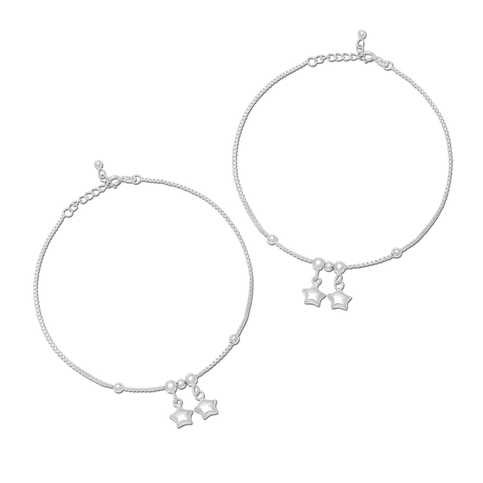 925 Sterling Silver Couple Pole Star anklets - Tweov Jewels