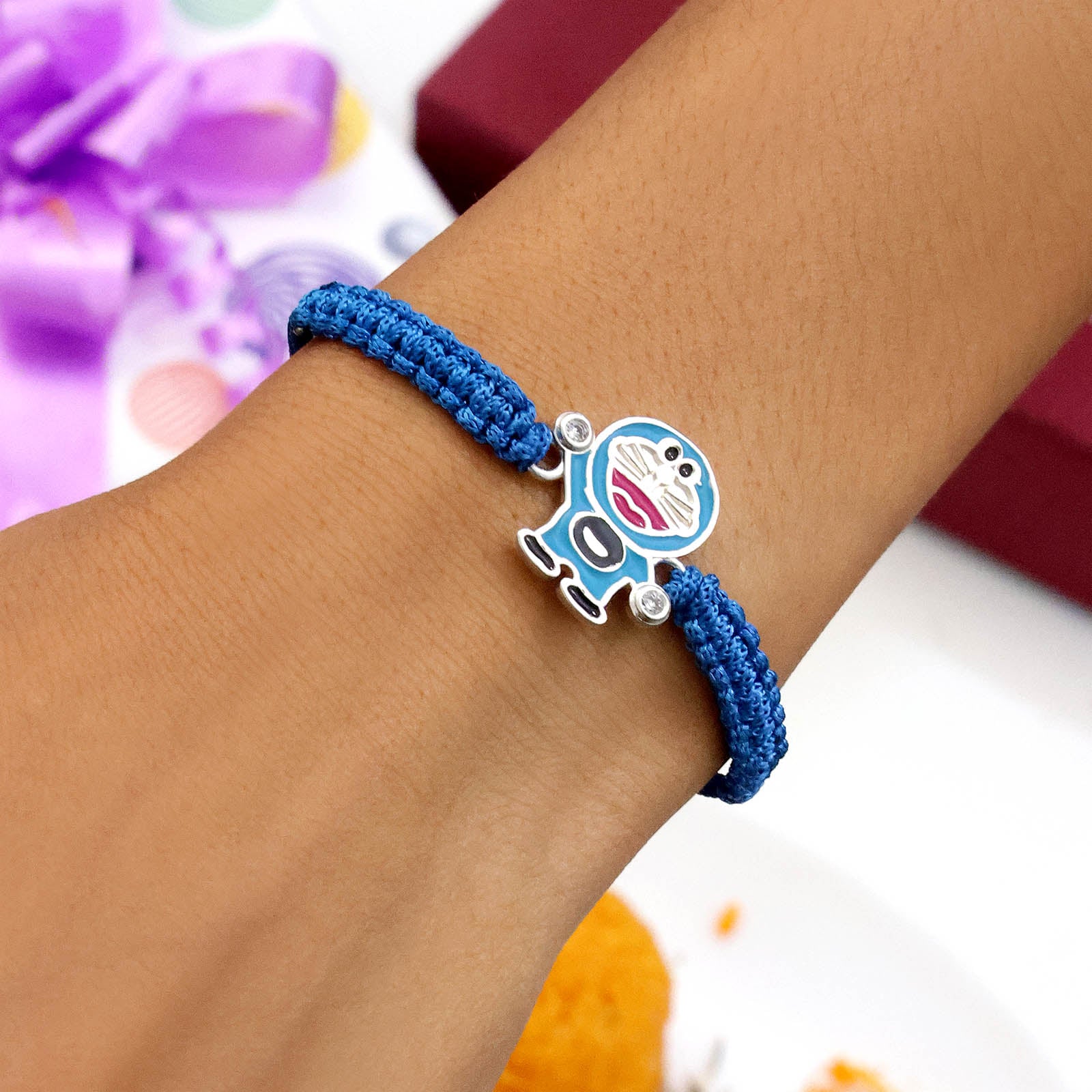 Silver Doraemon Rakhi for Kids - Tweov Jewels